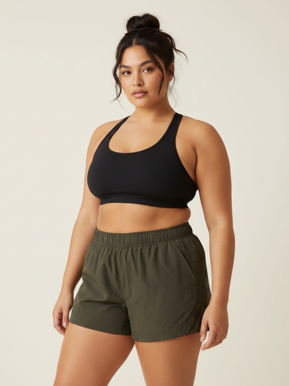 Athletic Works | Green high waist athletic shorts elastic waist gym wear large